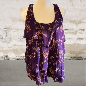 Apt. 9 Purple Floral Tank Top Size Large